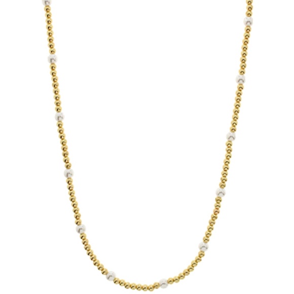 4mm Ball & Pearl Station Necklace - Picture 1 of 1